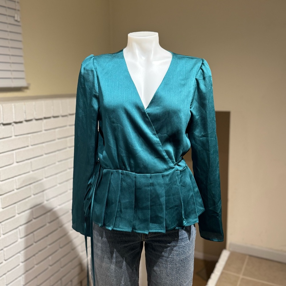 Chelsea28 Deep Teal Wrap Blouse